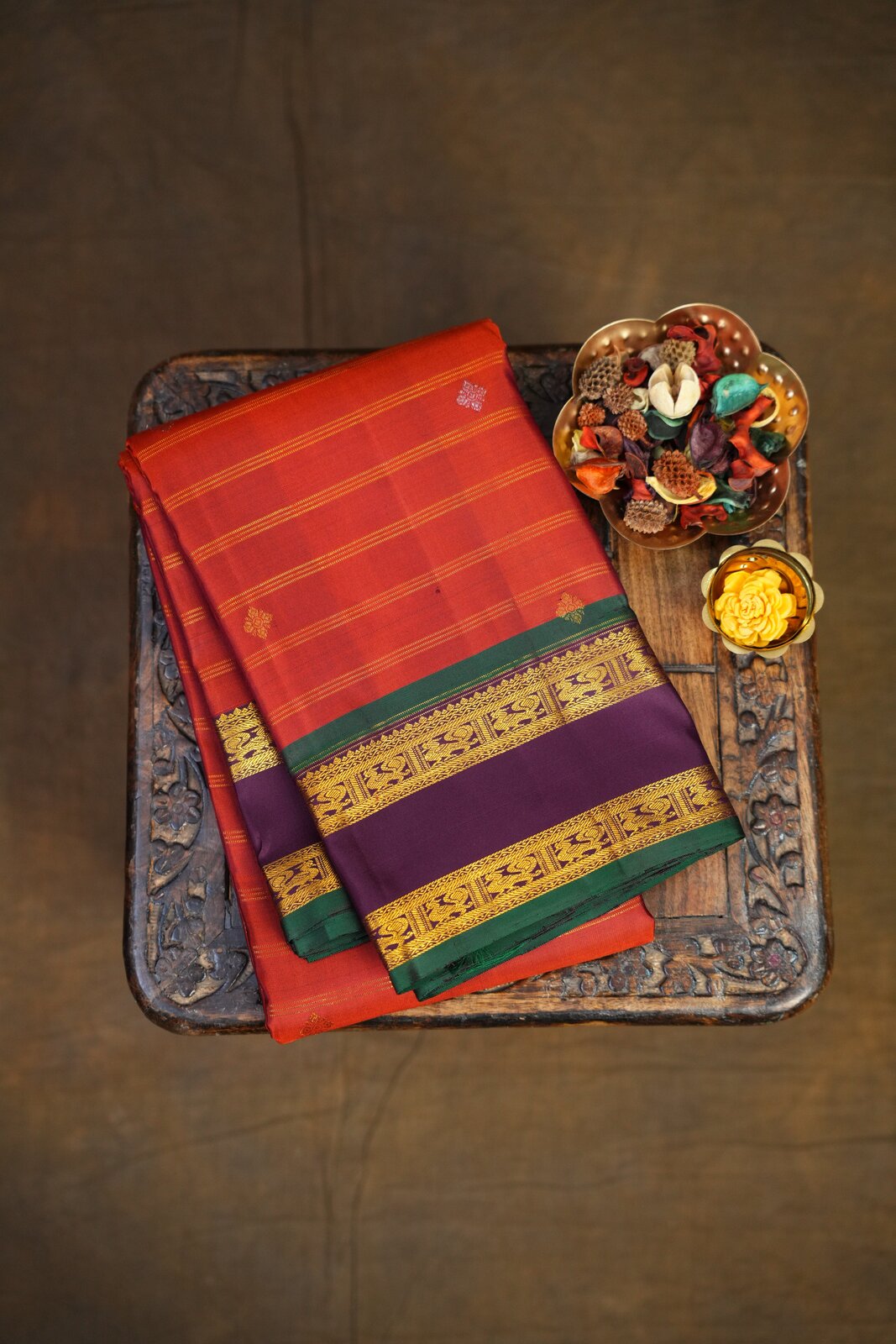 Maroon & Brown Kanchipuram Pure Silk Handloom Saree – GWS25178