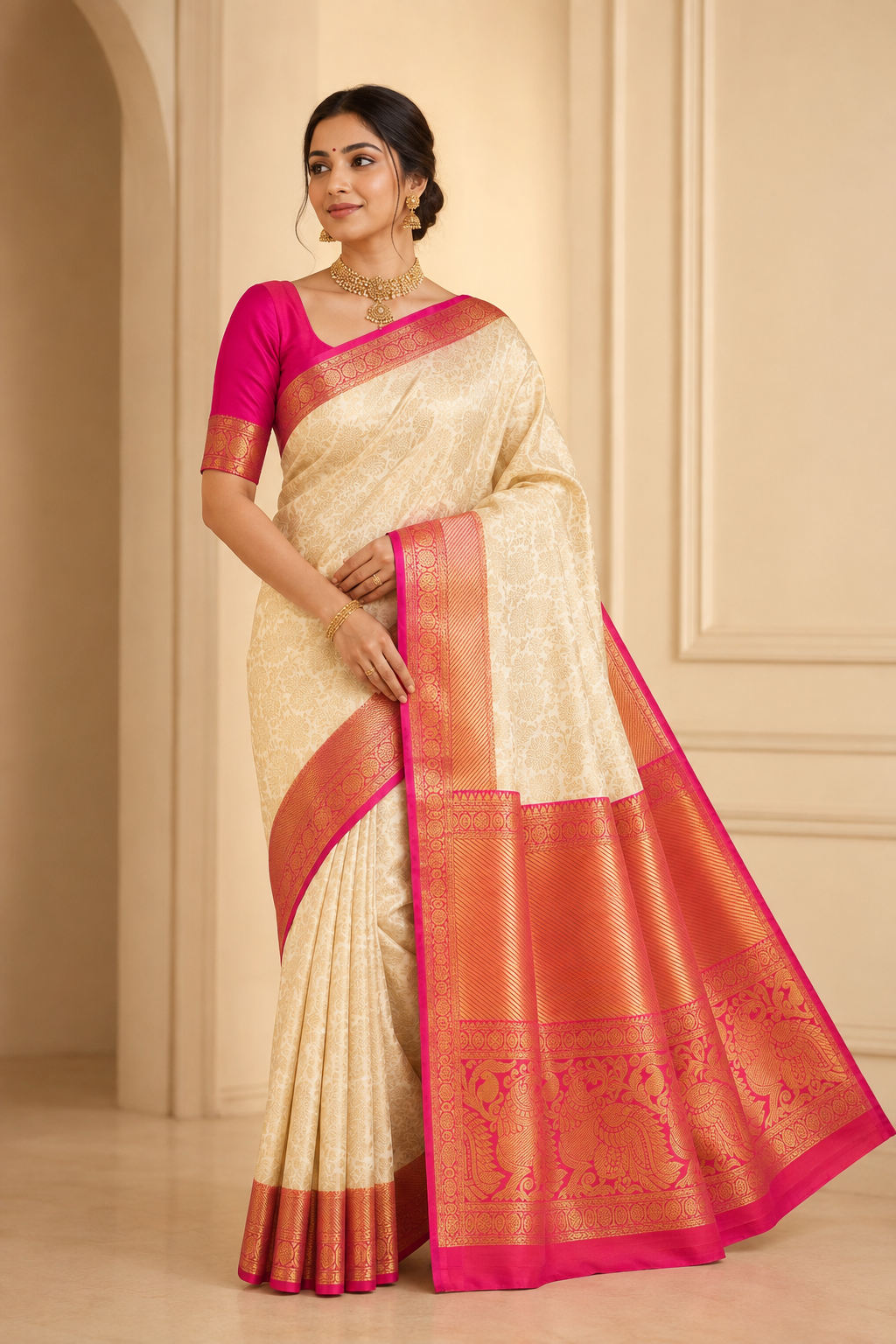 Model wearing the saree for SKU GWS25214