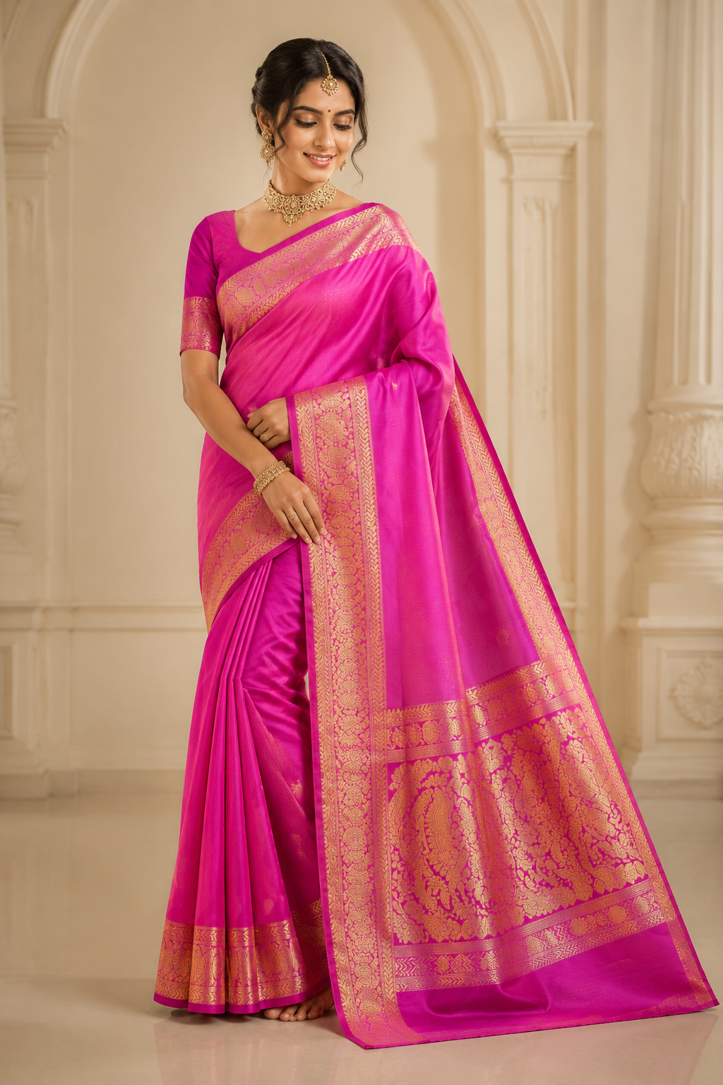 Model wearing the saree for SKU GWS25369