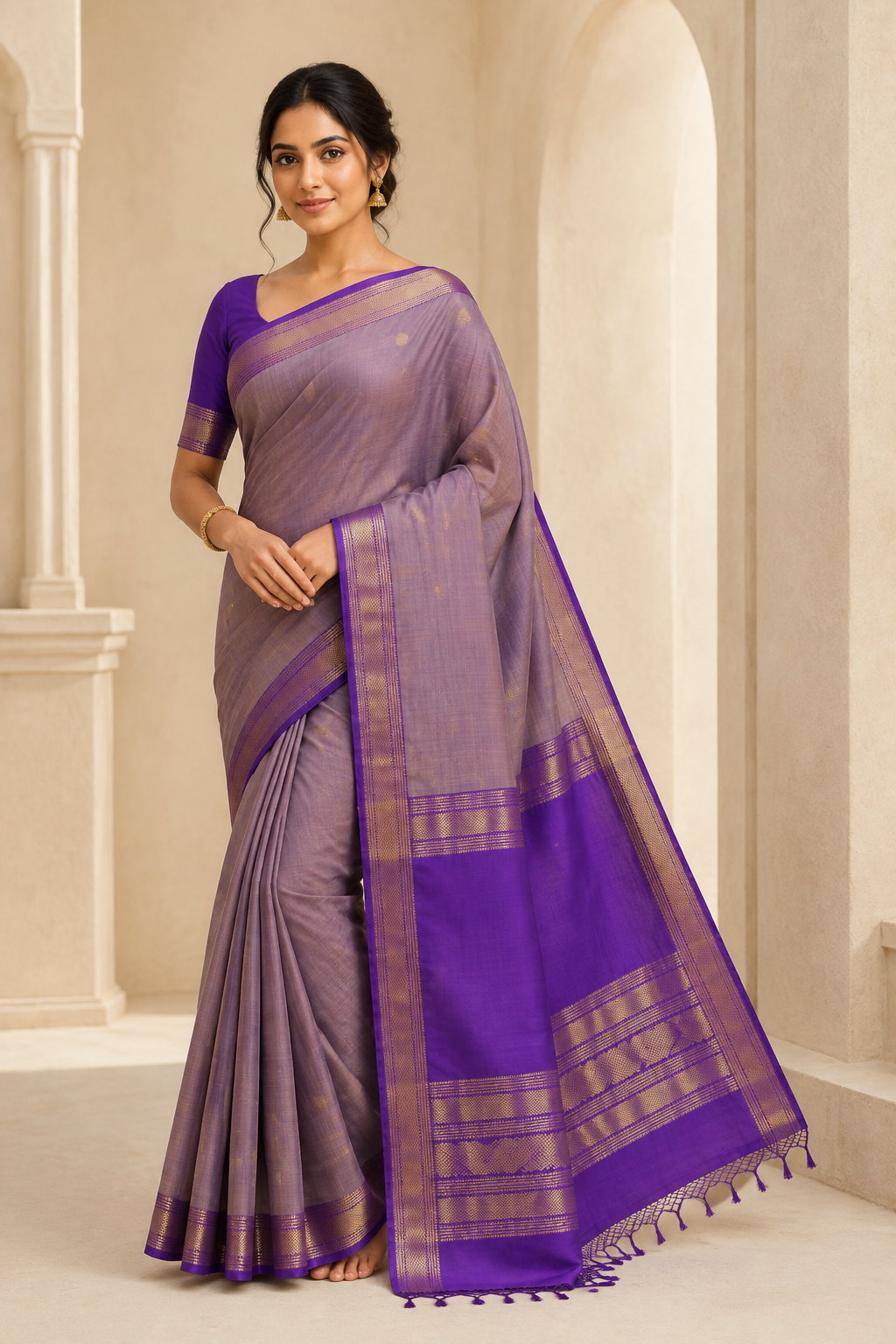 Model wearing the saree for SKU GWS25430