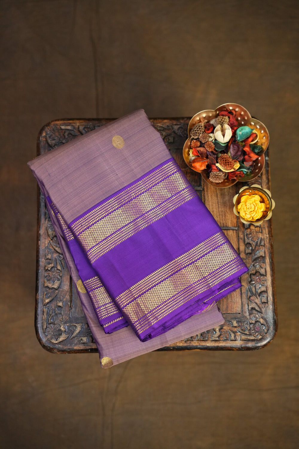 Magenta & Maroon Kanchipuram Pure Silk Gap Border Saree – GWS25430