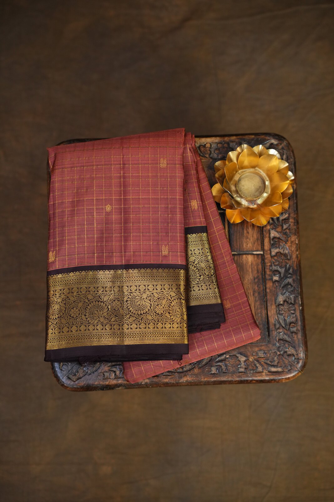 Maroon & Brown Kanchipuram Pure Silk Handloom Saree – GWS25447