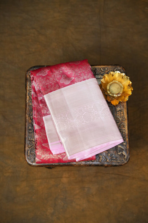 Blush Pink & Brown Kanchipuram Pure Silk Handloom Saree – GWS26344