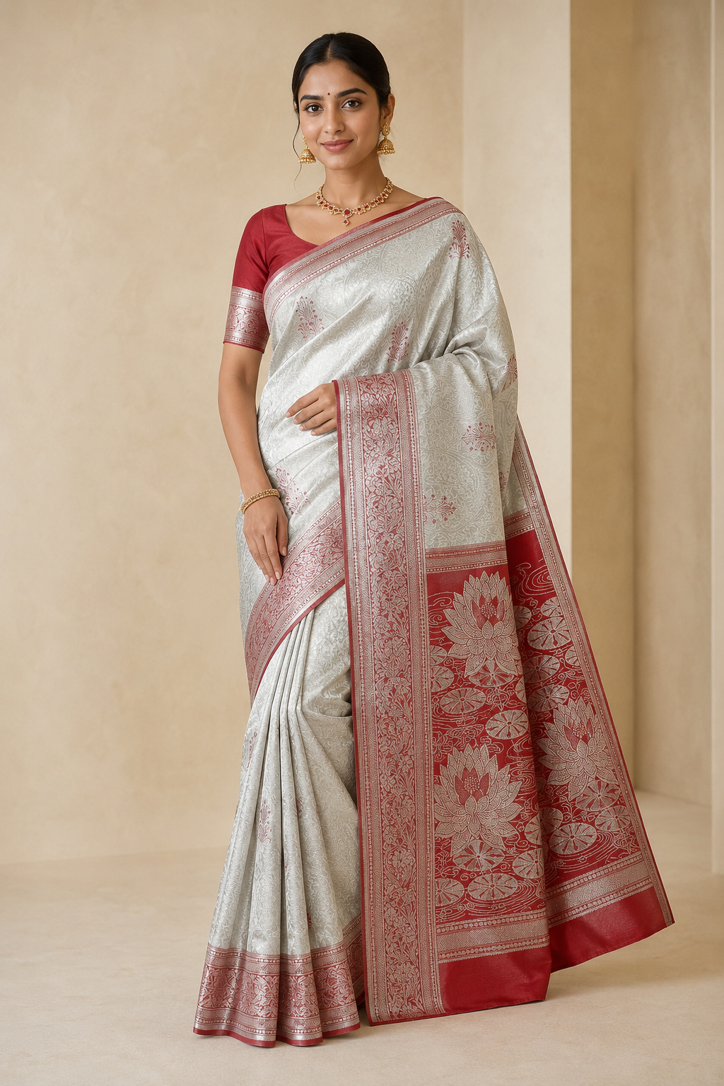 Model wearing the saree for SKU GWS26544