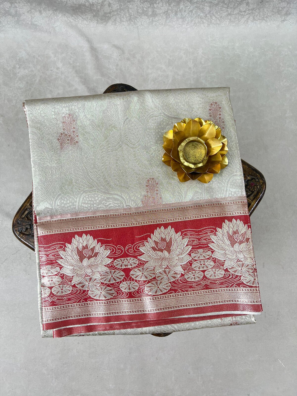 Red & Silver Semi Kanchi Saree – GWS26544