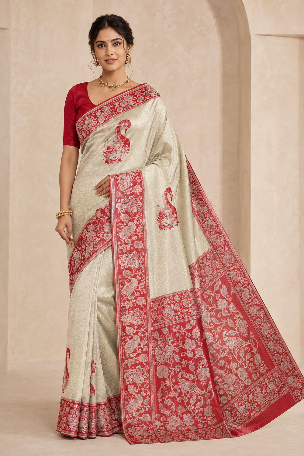Model wearing the saree for SKU GWS26545