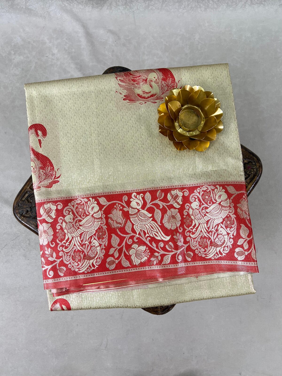 Red & Silver Semi Kanchi Saree – GWS26545