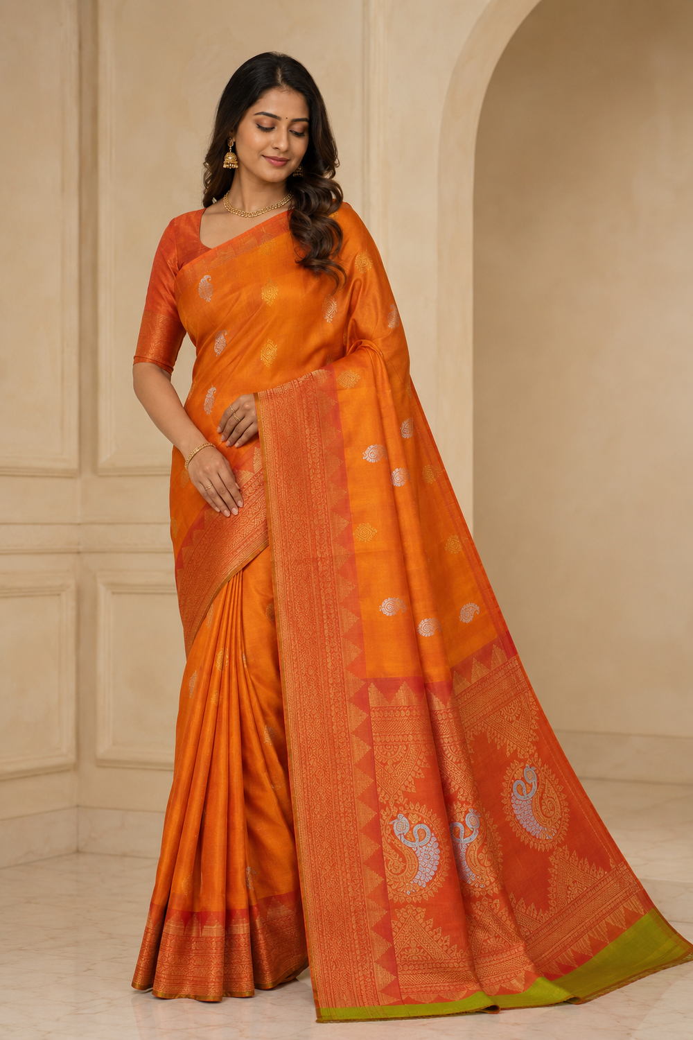 Model wearing the saree for SKU GWS27234
