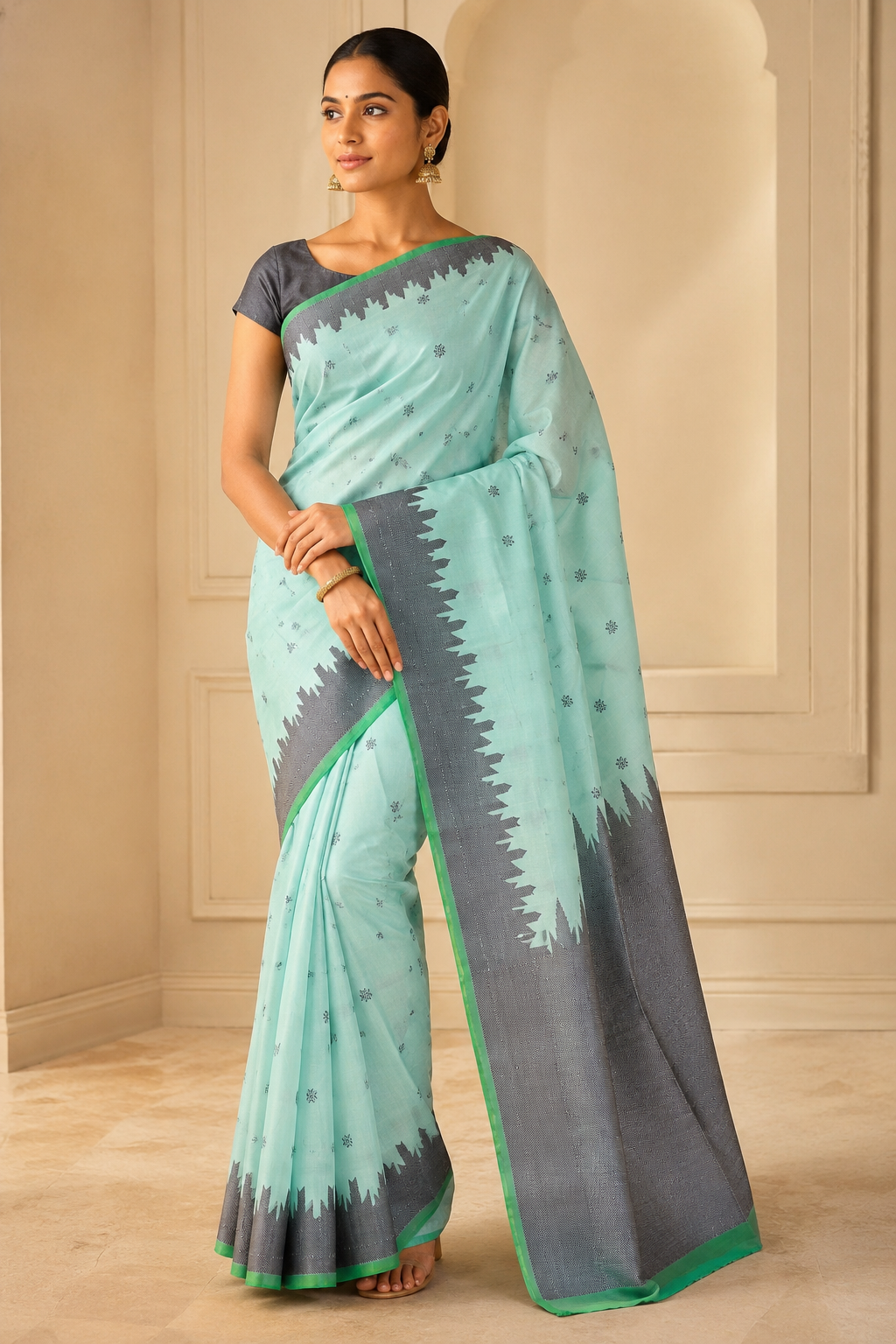 Model wearing the saree for SKU GWS27345