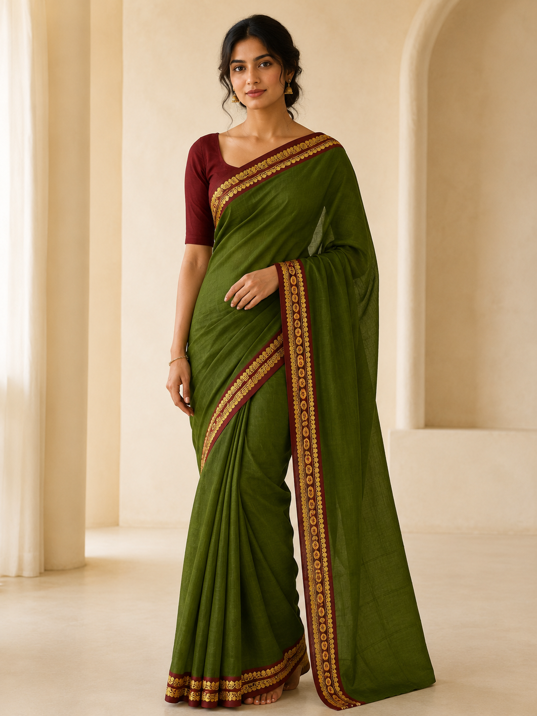 Model wearing the saree for SKU GWS27877
