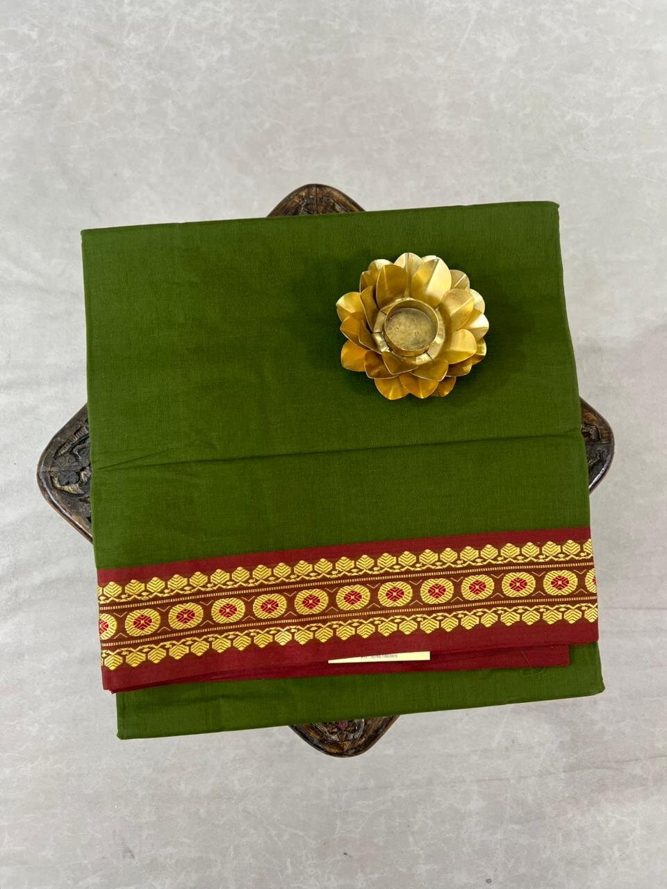 Lime Green & Maroon Venkatagiri Cotton Saree – GWS27877
