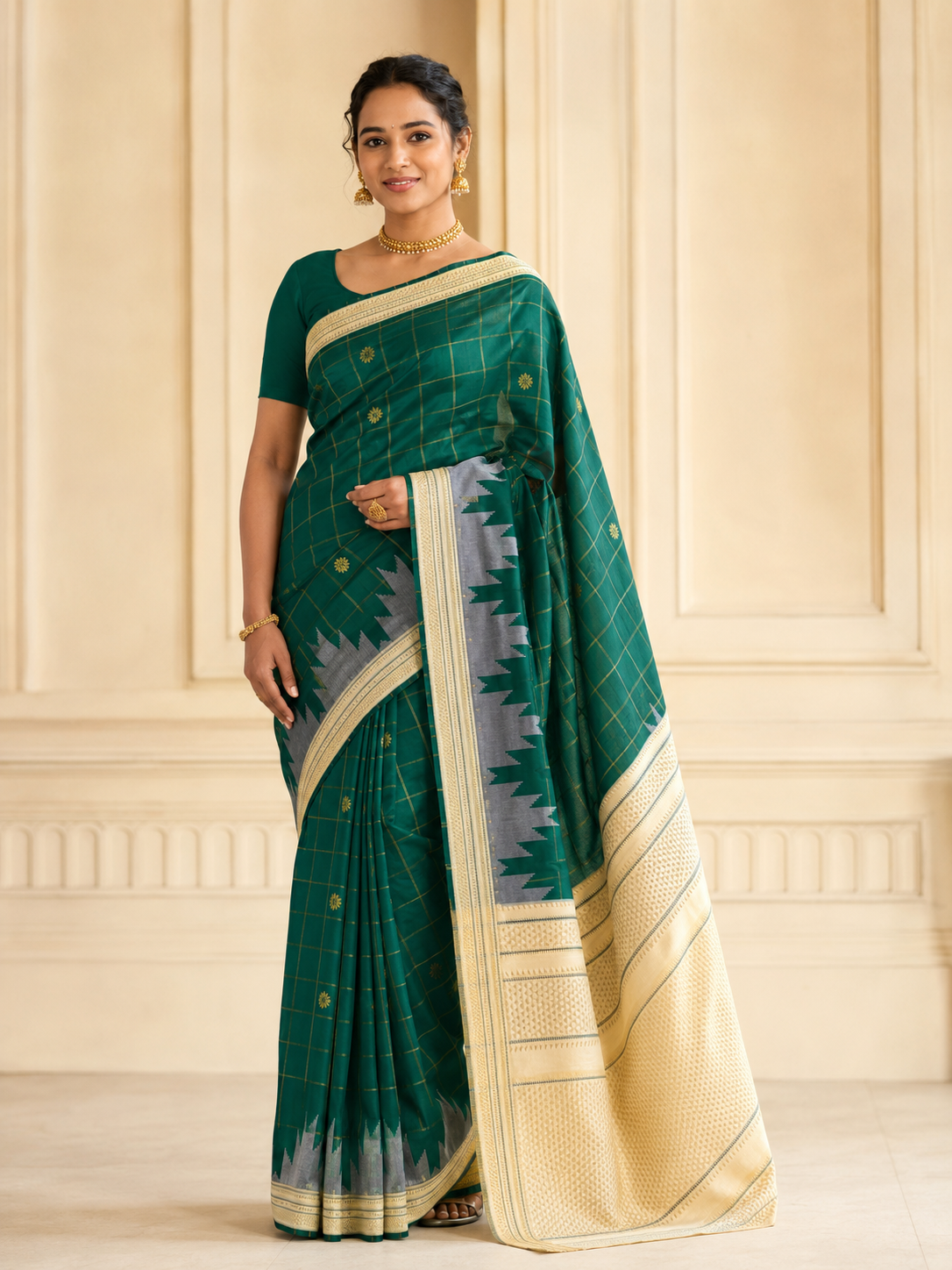 Model wearing the saree for SKU GWS27966