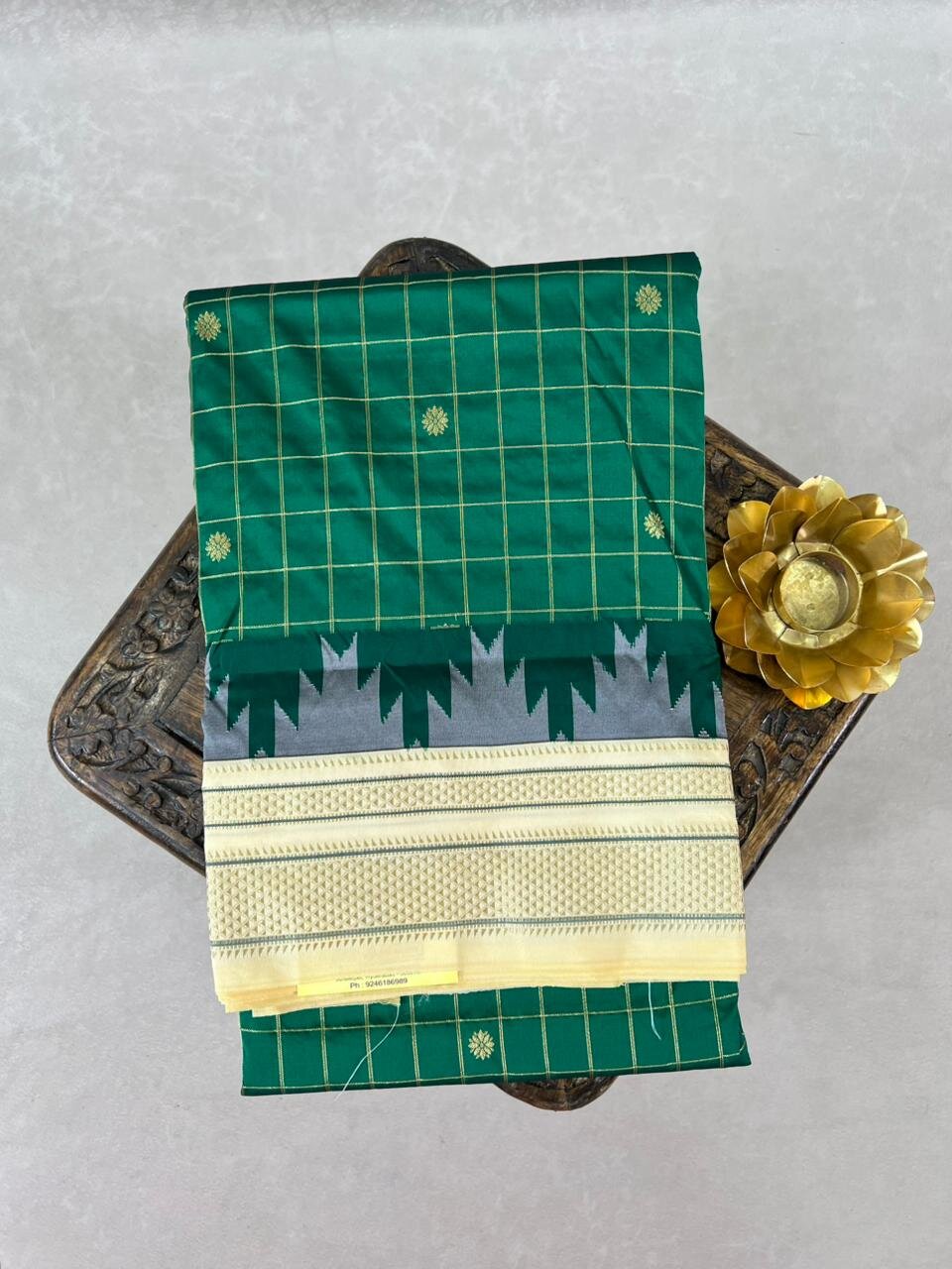 Turquoise & Yellow Semi Narayanpet Saree – GWS27966