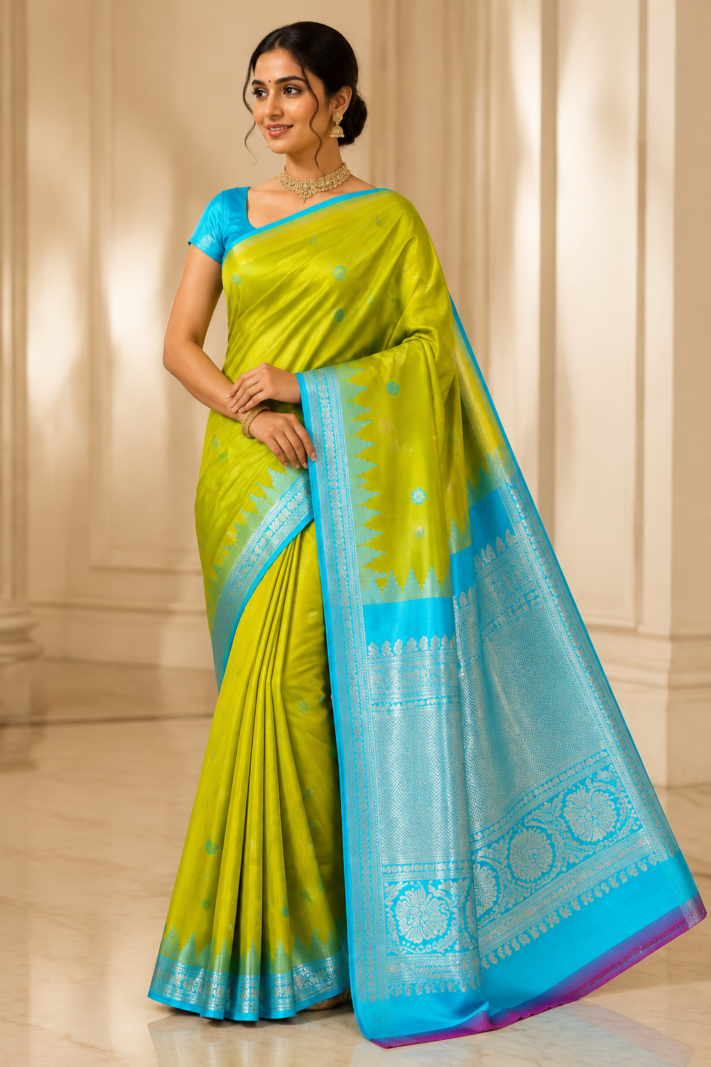 Model wearing the saree for SKU GWS29274