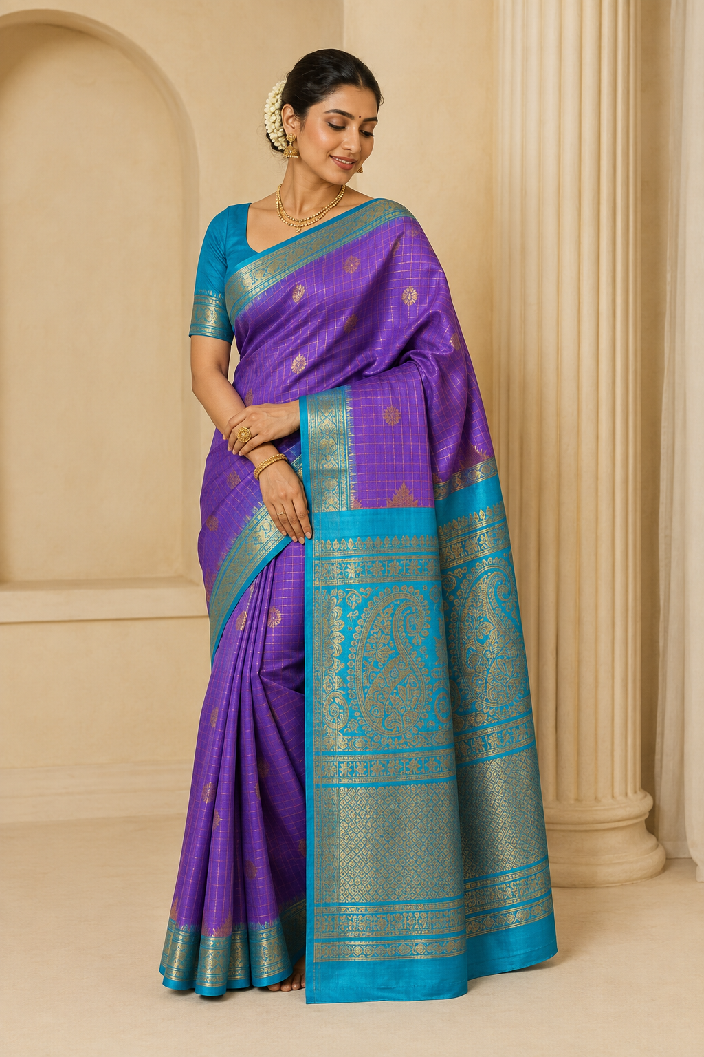 Model wearing the saree for SKU GWS30601
