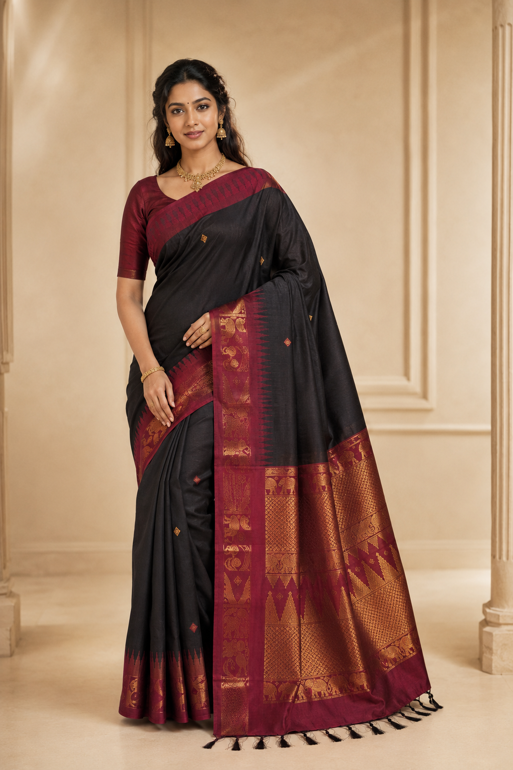 Model wearing the saree for SKU GWS30695
