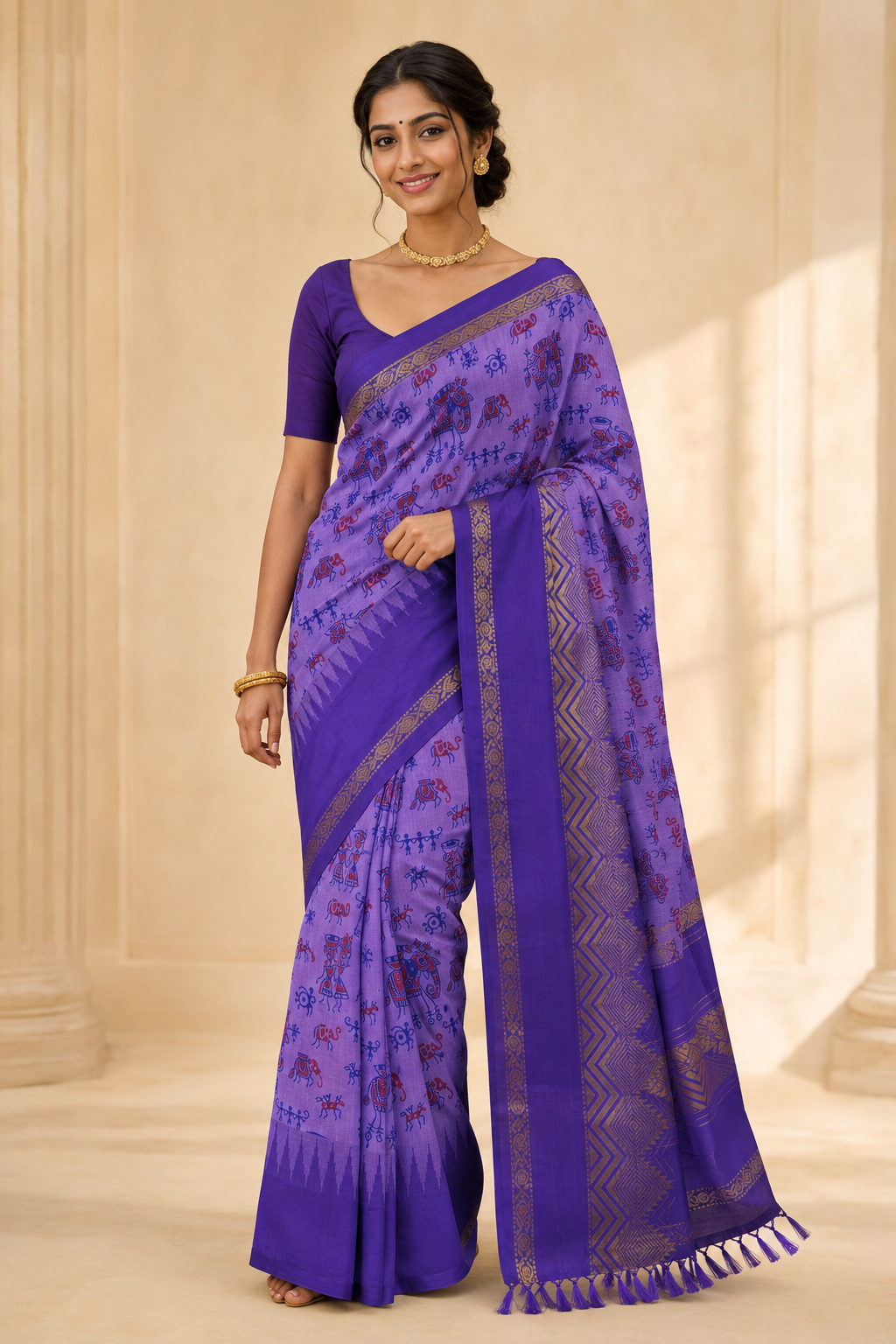 Model wearing the saree for SKU GWS30773