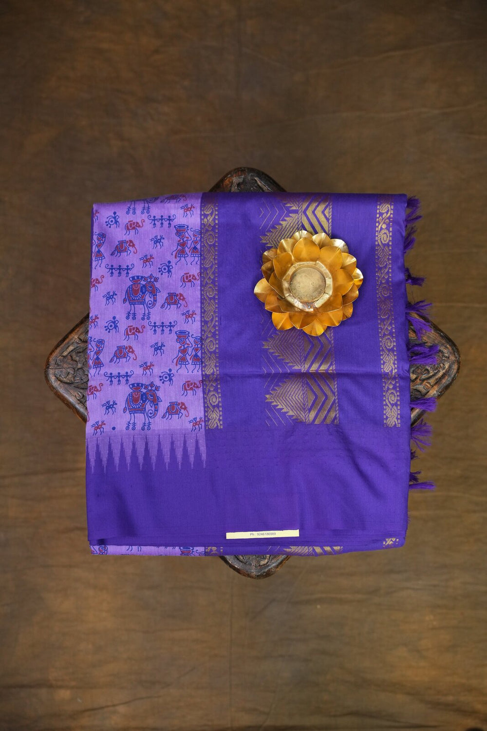Purple & Brown Kalyani Cotton Saree – GWS30773