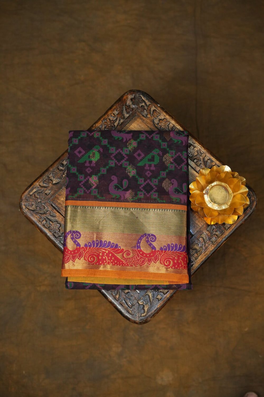 Brown & Orange Kanchi Cotton Sarees – GWS30864