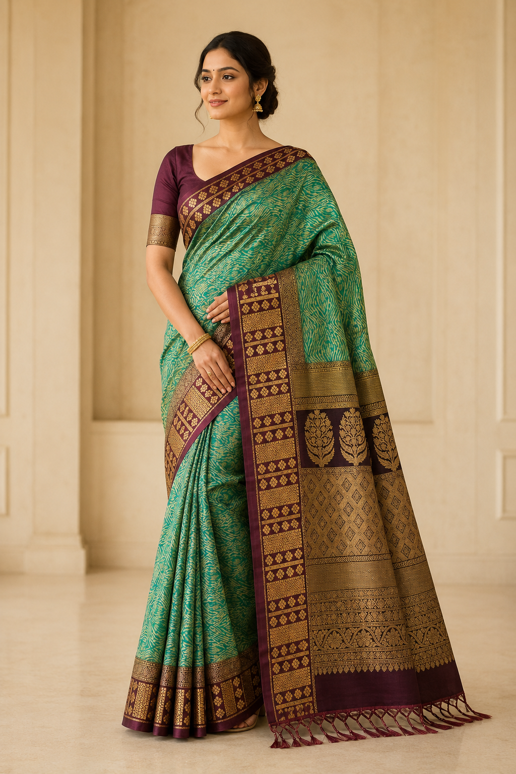 Model wearing the saree for SKU GWS30921