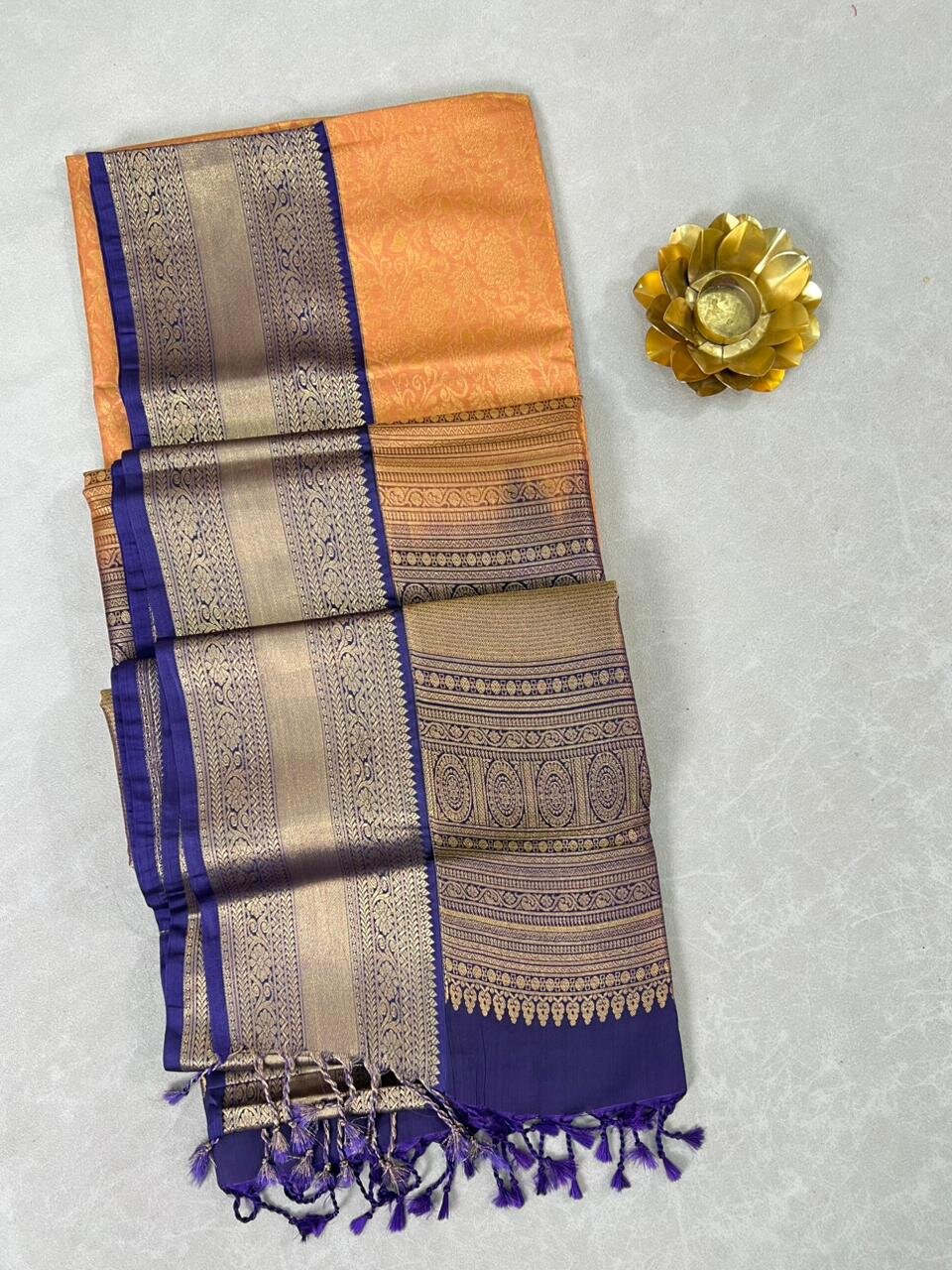 Orange & Purple Semi Kanchi Saree – GWS30925