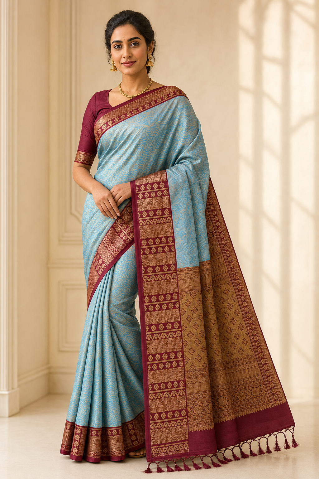 Model wearing the saree for SKU GWS30933