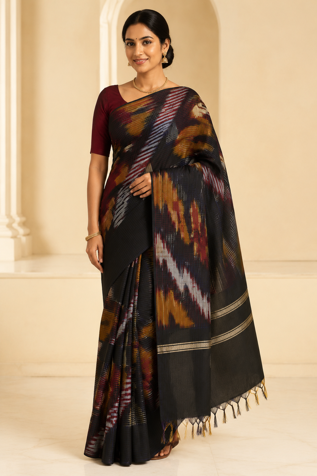 Model wearing the saree for SKU GWS30959