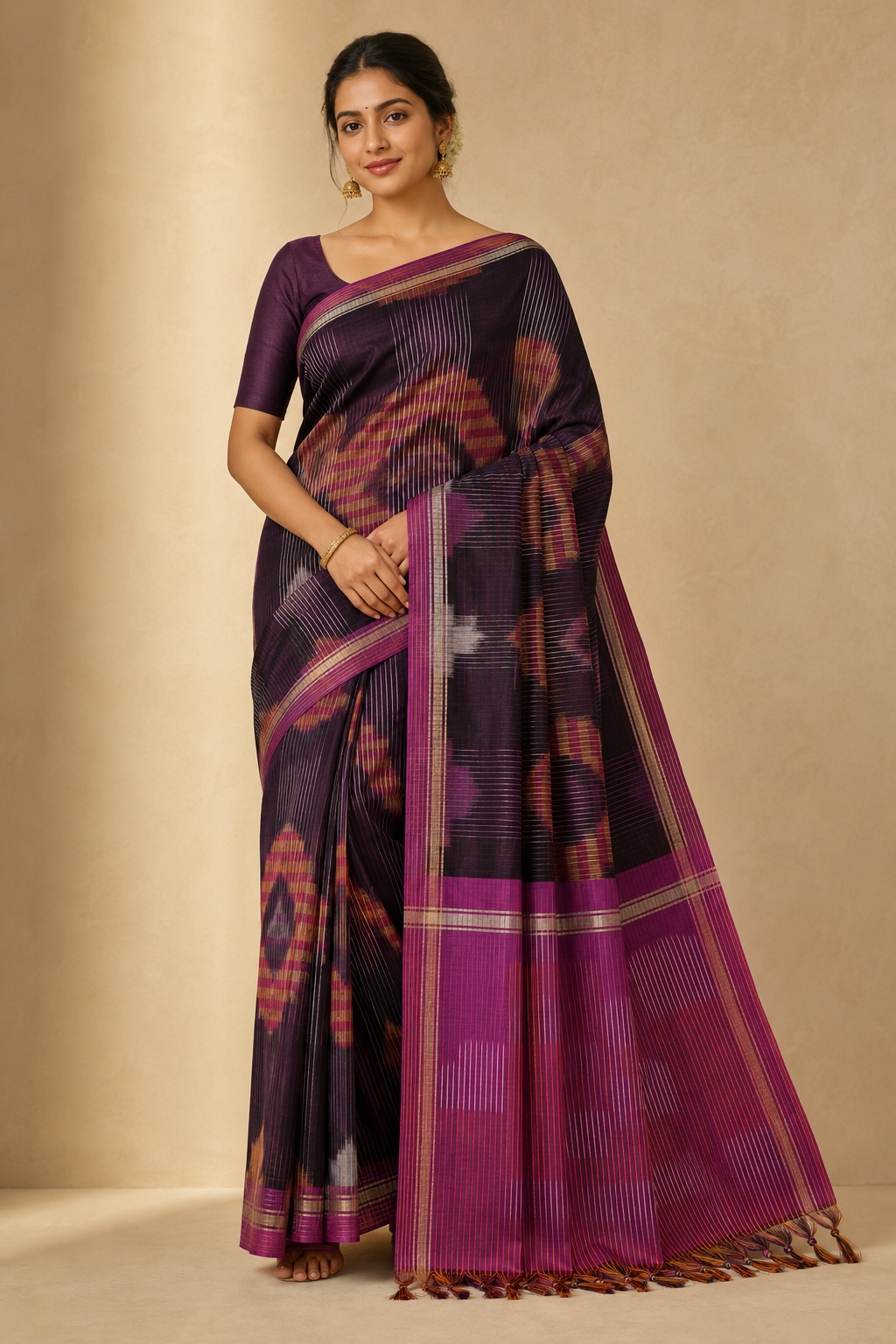 Model wearing the saree for SKU GWS30974