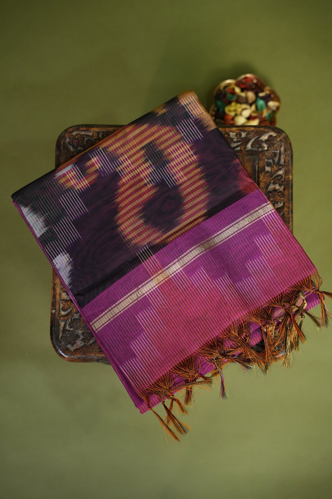 Gold & Maroon Kanchi Silk Cotton (SICO) Saree – GWS30974