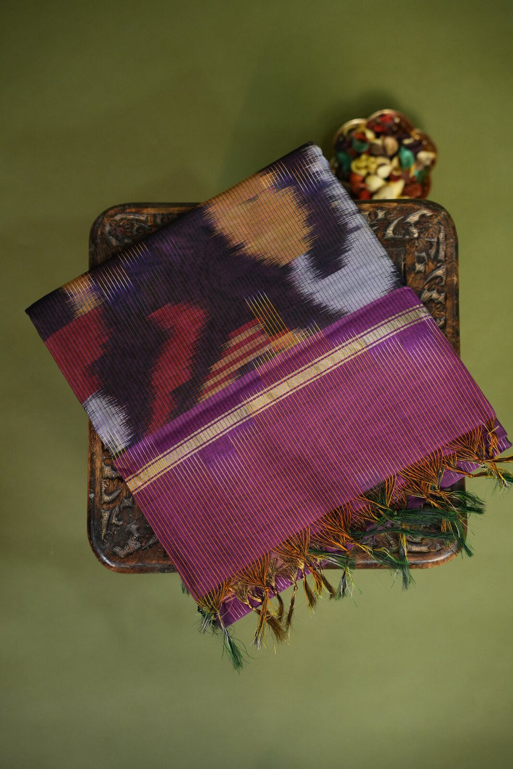 Maroon & Olive Green Kanchi Silk Cotton (SICO) Saree – GWS30983