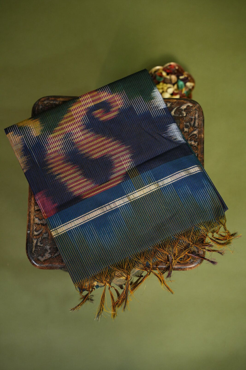 Gold & Olive Green Kanchi Silk Cotton (SICO) Saree – GWS30985