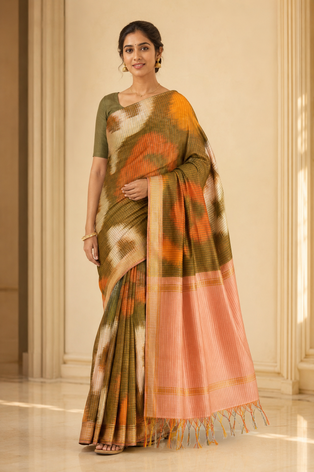 Model wearing the saree for SKU GWS30994