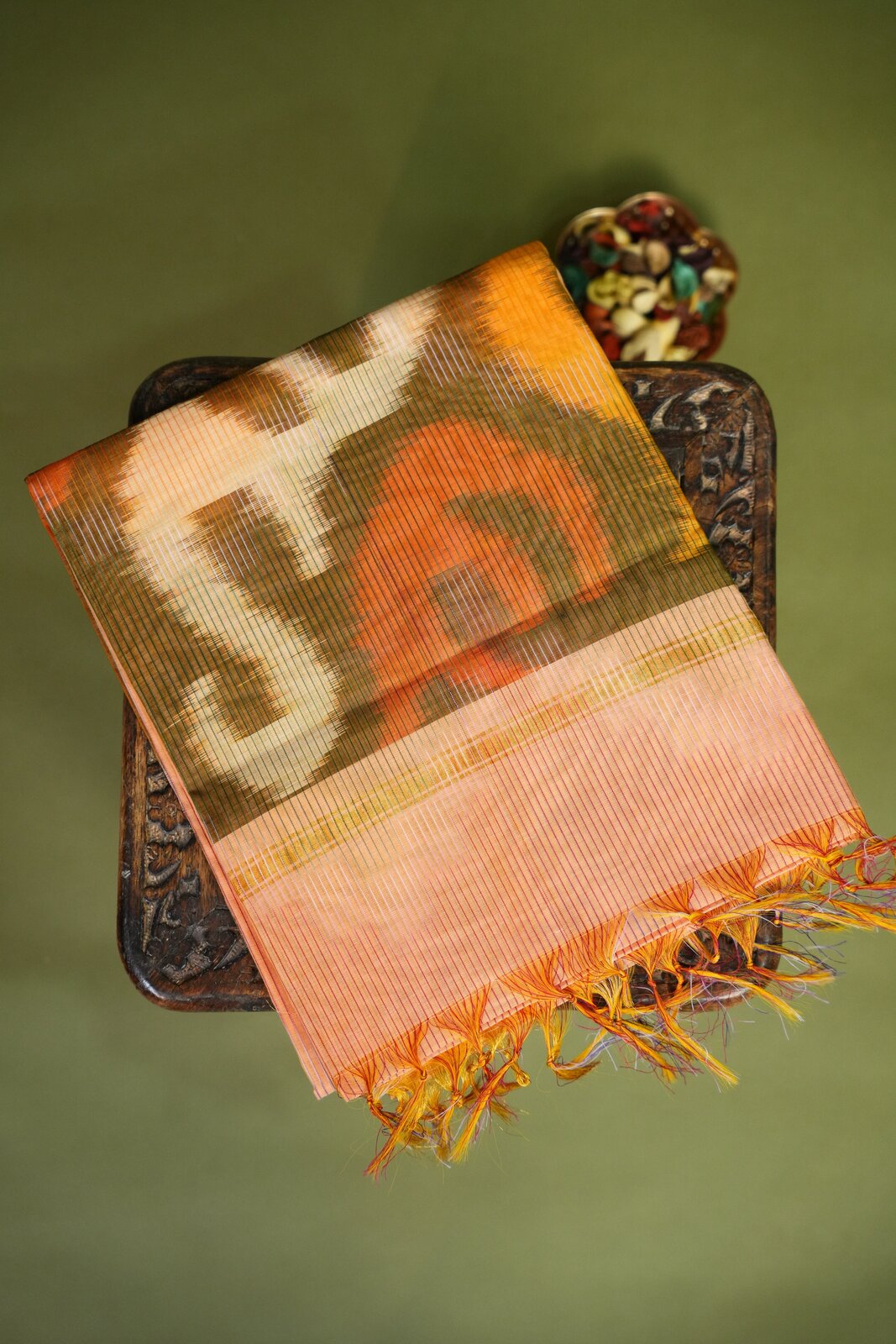 Gold & Orange Kanchi Silk Cotton (SICO) Saree – GWS30994