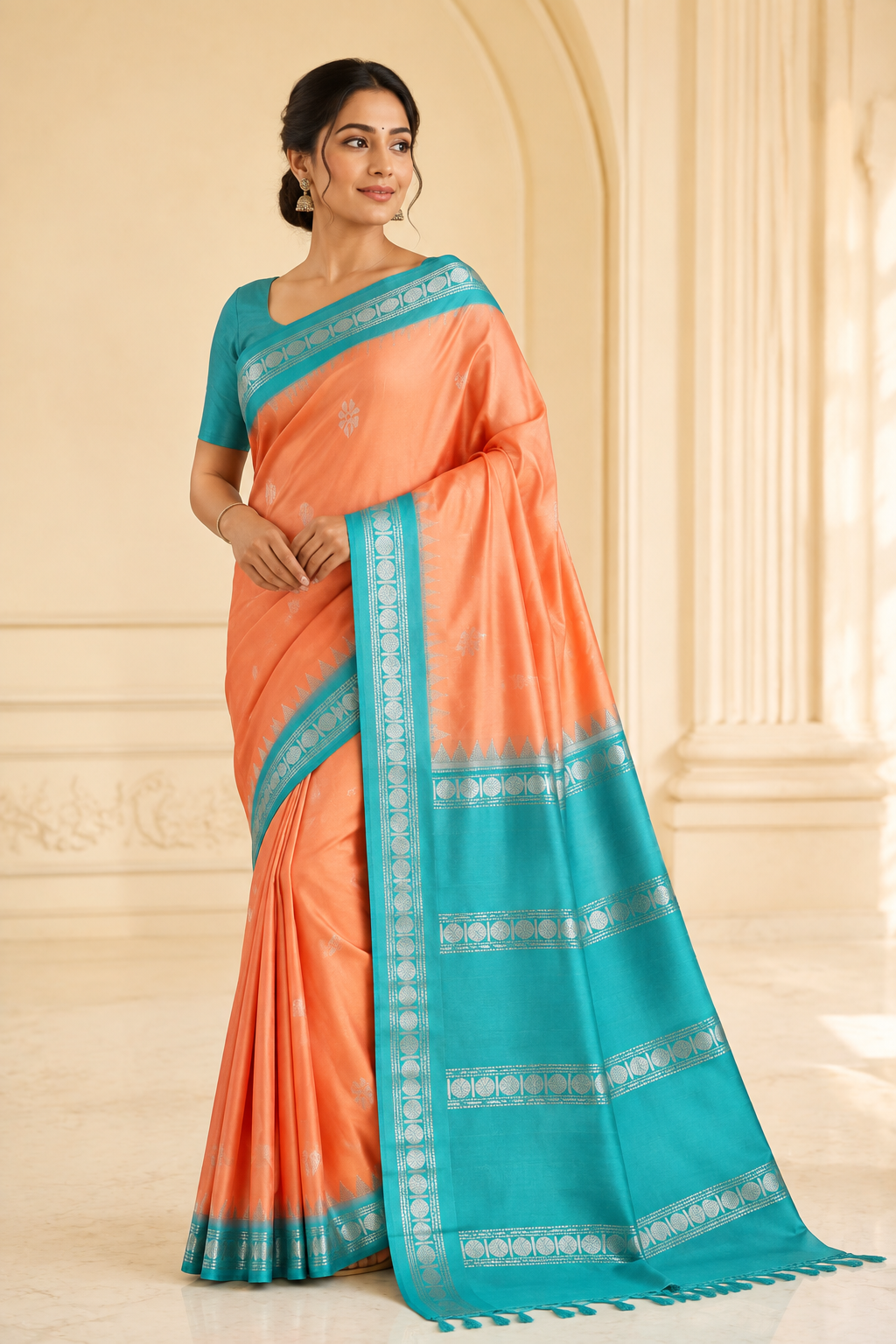 Model wearing the saree for SKU GWS31082