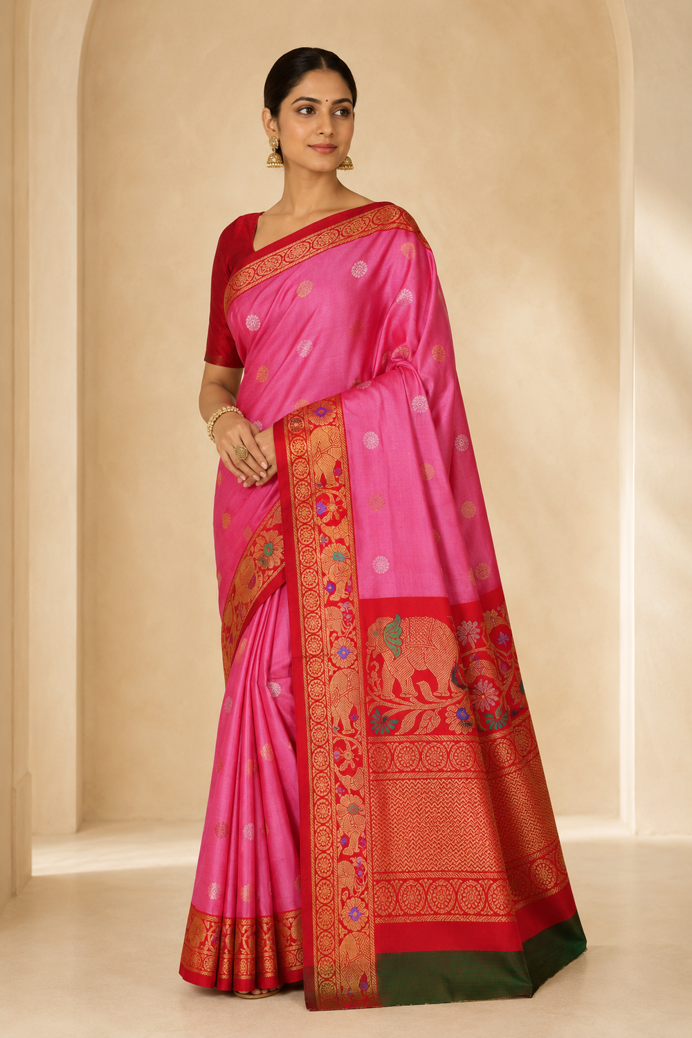 Model wearing the saree for SKU GWS31271