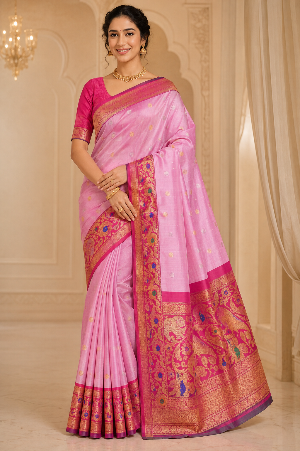 Model wearing the saree for SKU GWS31272