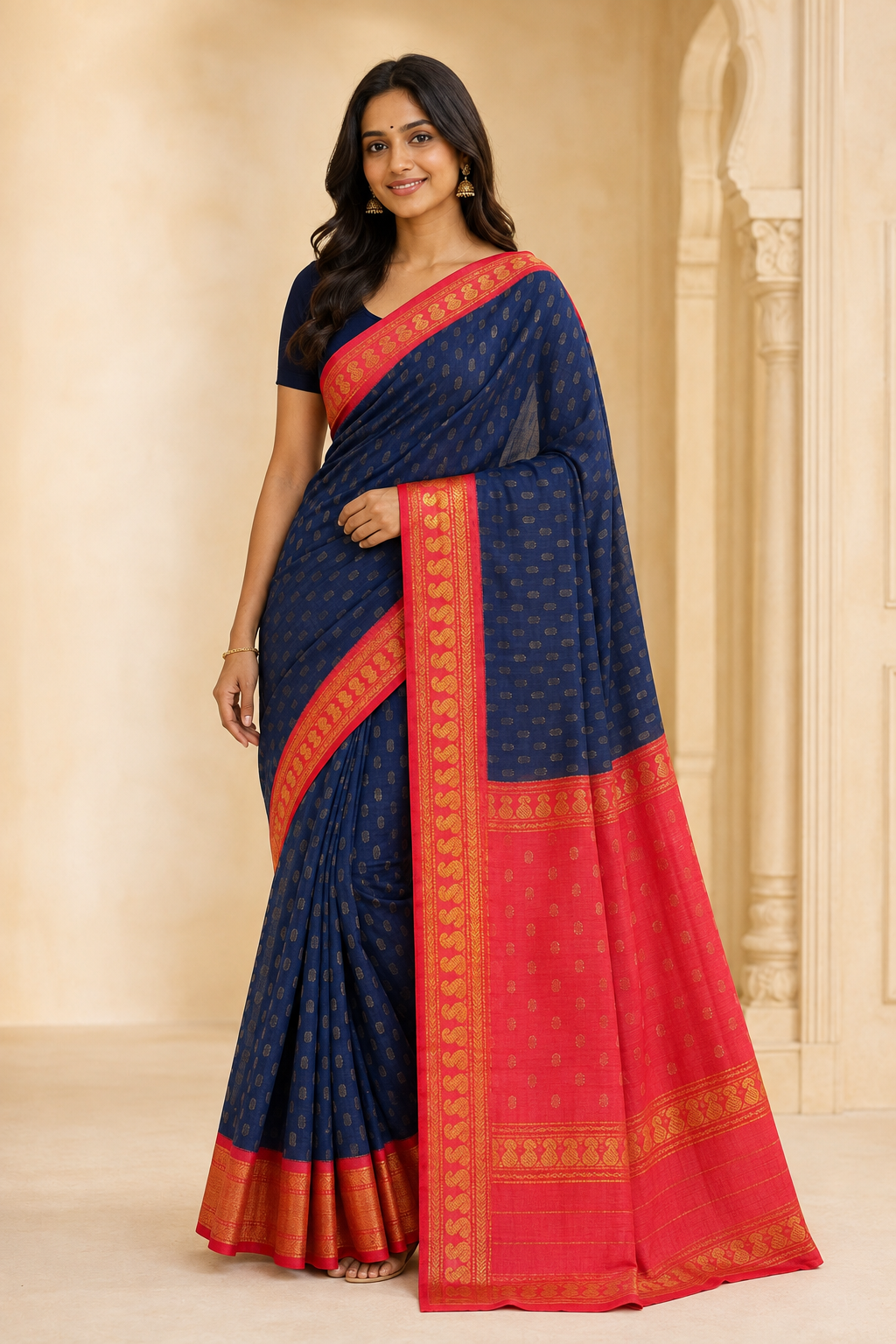Model wearing the saree for SKU GWS31731