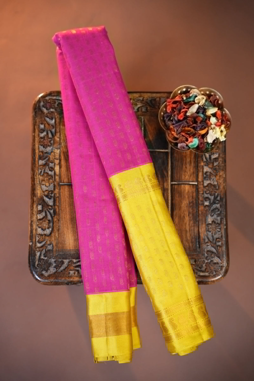 Pink & Gold Gadwal Cotton Saree – GWS31734