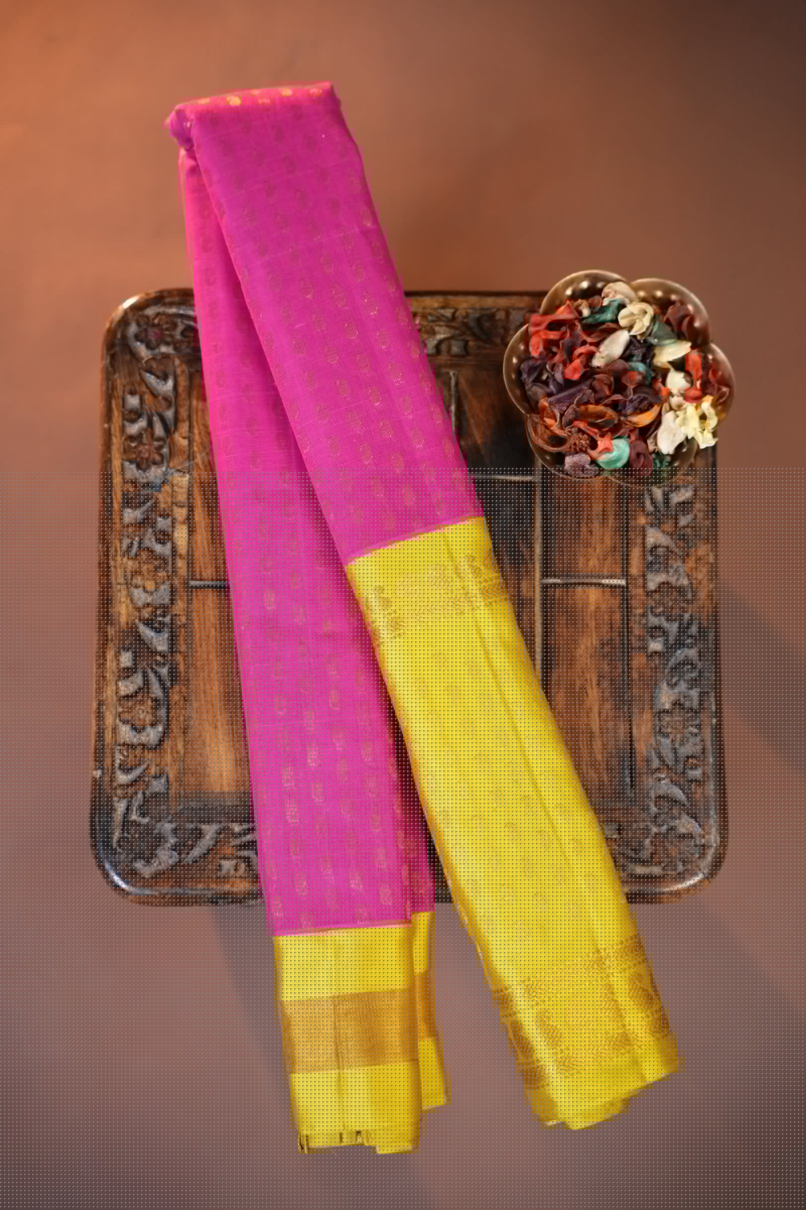 Pink & Gold Gadwal Cotton Saree – GWS31734