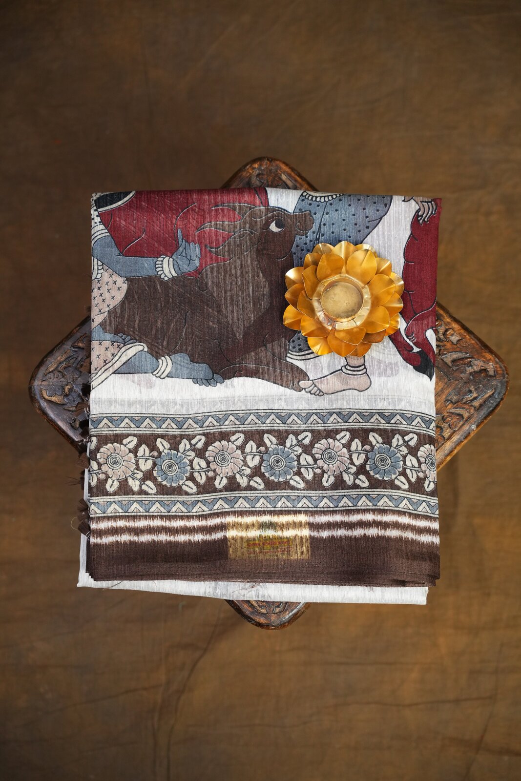Brown & Silver Handloom Saree – GWS32189