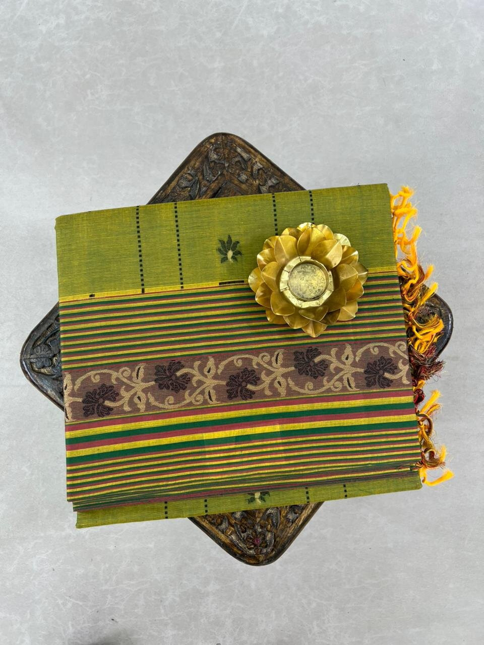 Gold & Cream Kanchi Cotton Sarees – GWS3229