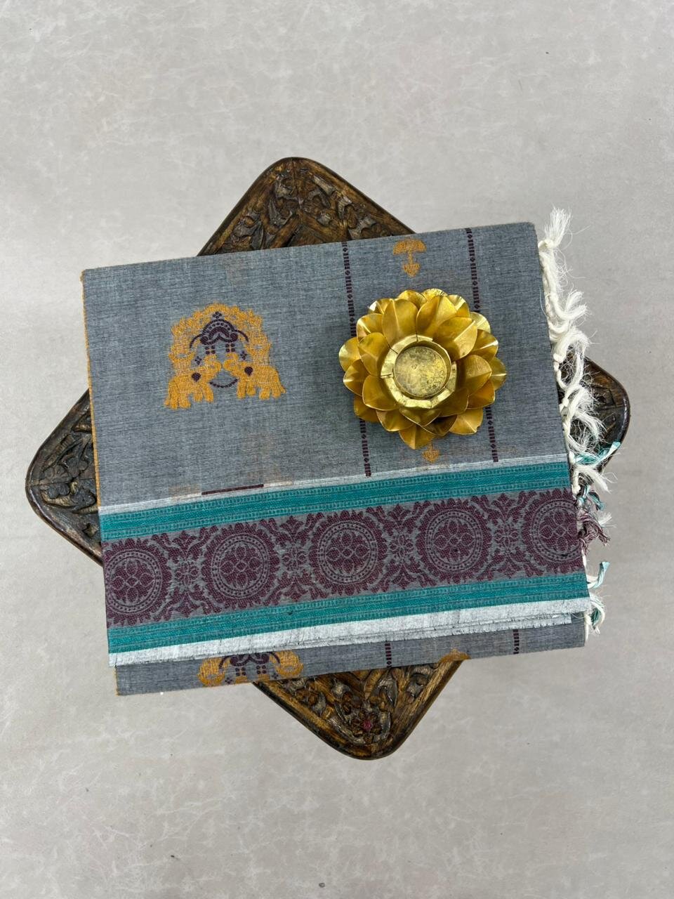 Grey & Silver Kanchi Cotton Sarees – GWS32302
