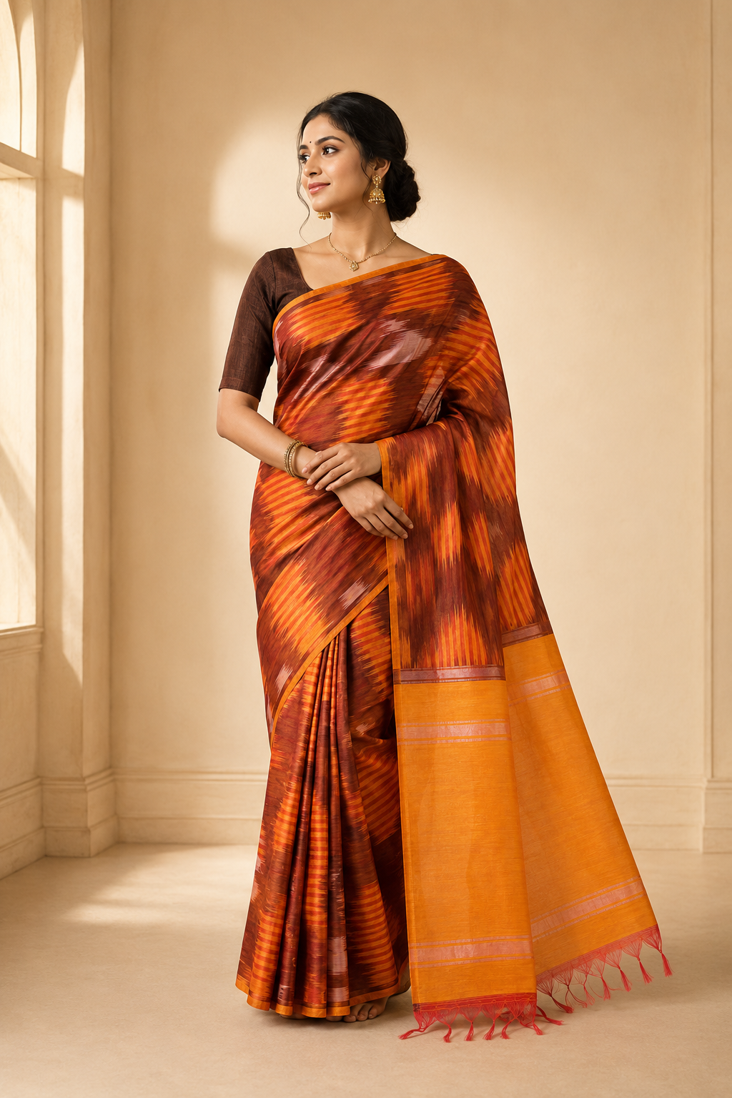 Model wearing the saree for SKU GWS32400