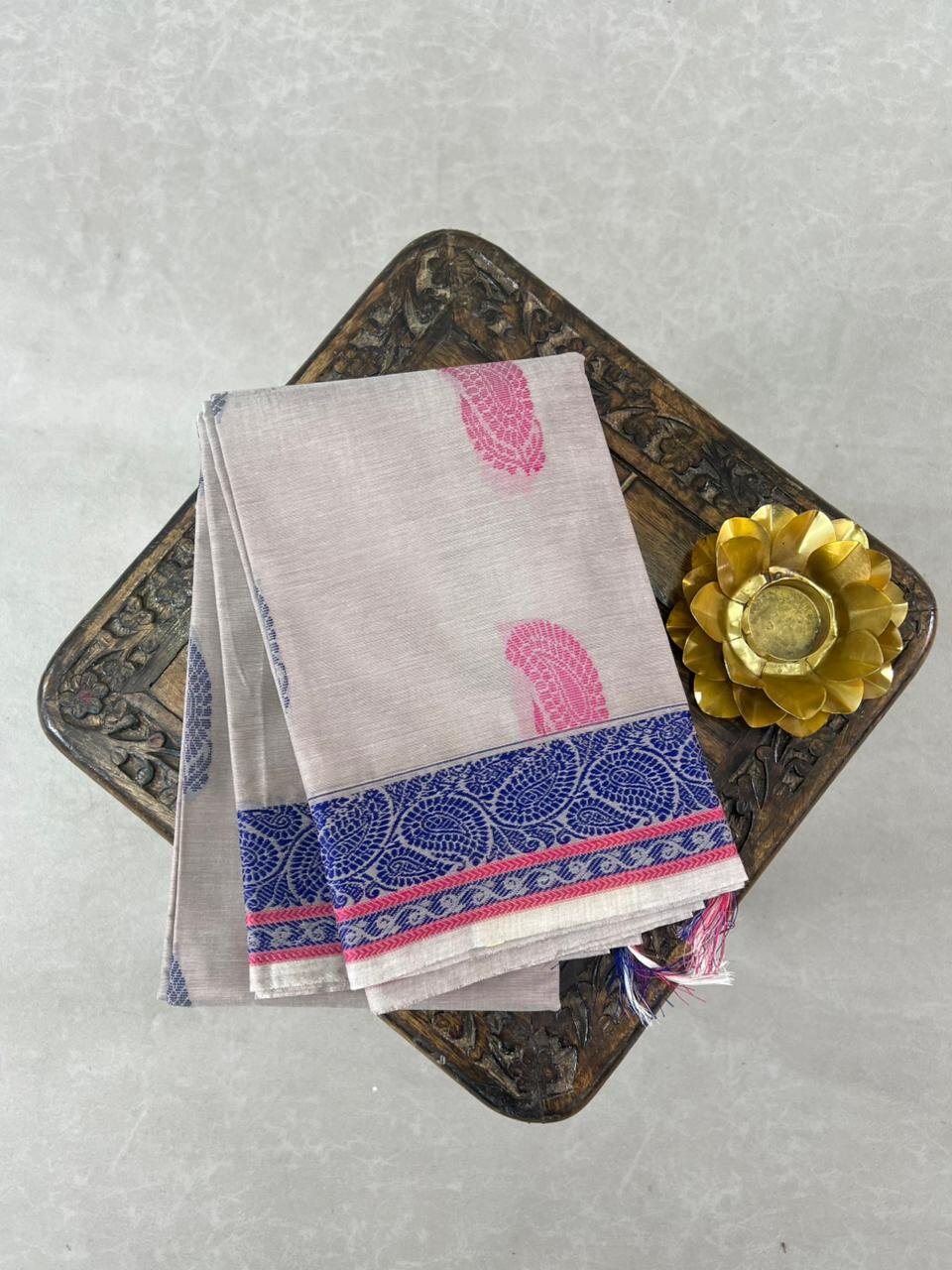 Cream & Silver Kanchi Cotton Sarees – GWS32744
