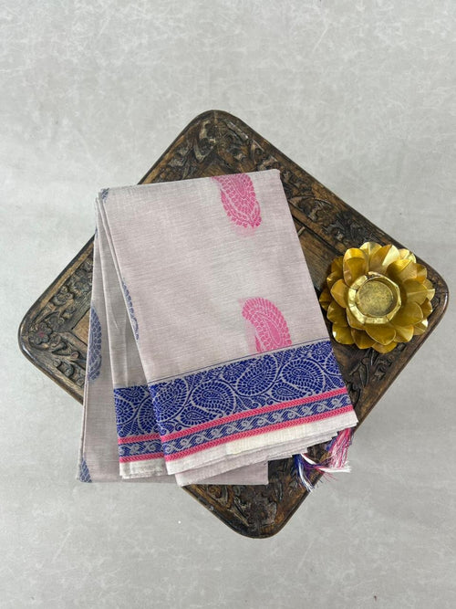 Cream & Silver Kanchi Cotton Sarees – GWS32744