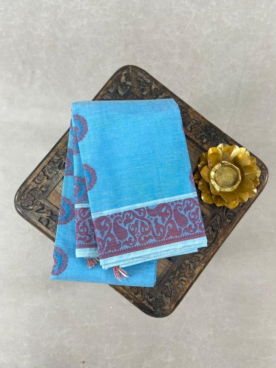 Teal & Silver Kanchi Cotton Sarees – GWS32763