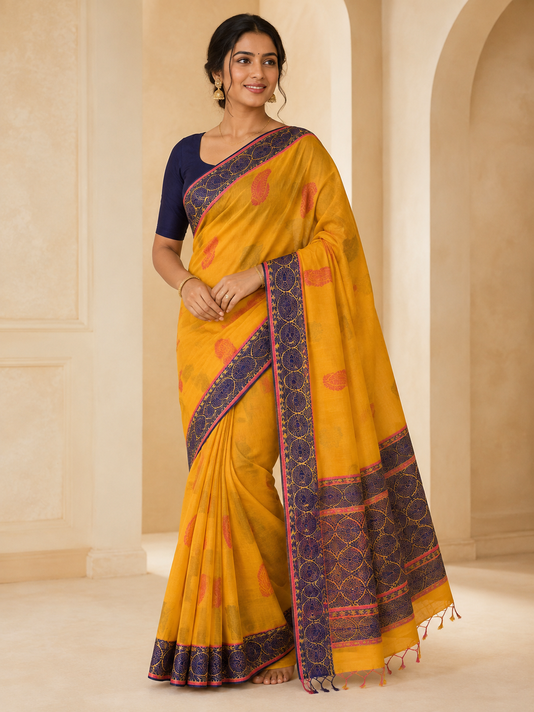 Model wearing the saree for SKU GWS32770
