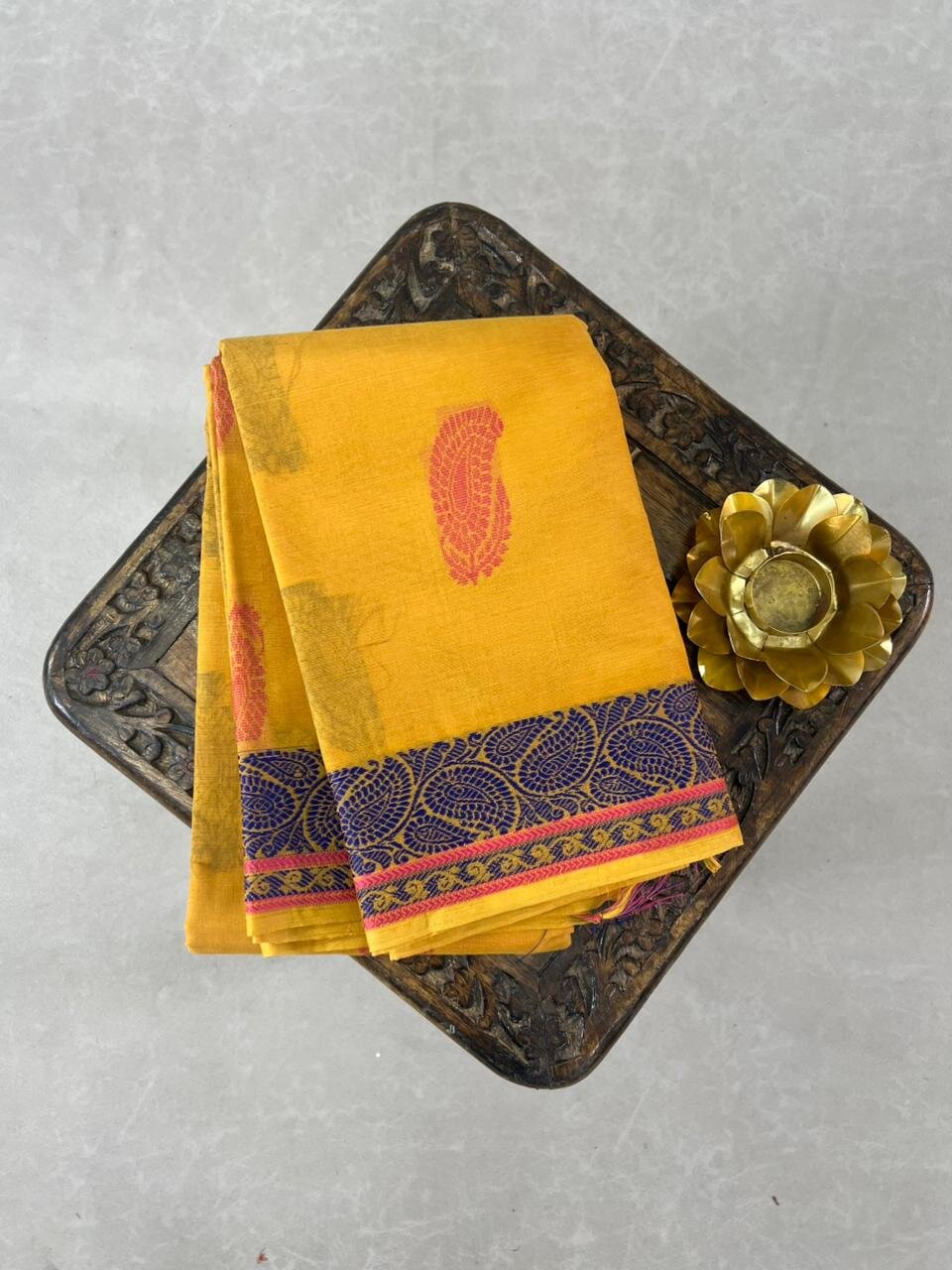 Orange & Silver Kanchi Cotton Sarees – GWS32770