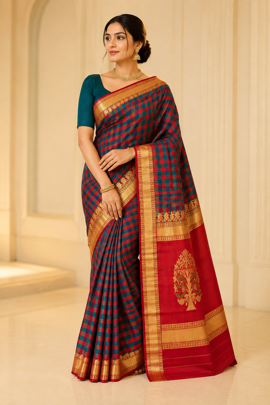 Model wearing the saree for SKU GWS33055