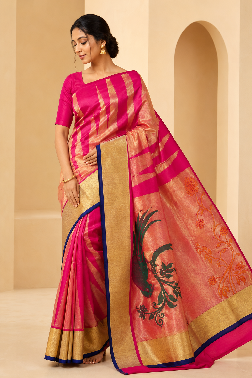Model wearing the saree for SKU GWS33056